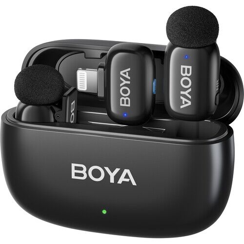 boya_boya_mini_2_03_mini_2_2_person_wireless_1769444028_1939148 BOYA mini 2 2-Person Wireless Microphone System with One Receiver with Lightning Connector (Black, with Charging Case) - Image 1