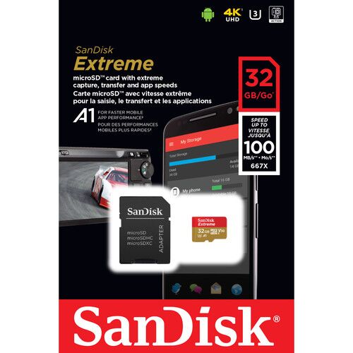 SanDisk 32GB Extreme UHS-I microSDHC Memory Card 100mb/Sec - Image 1